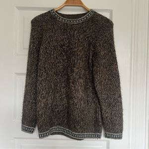 Alpaca Wool Knit Sweater Pattern Peru Forest Brown earth tones Unisex Size ~M